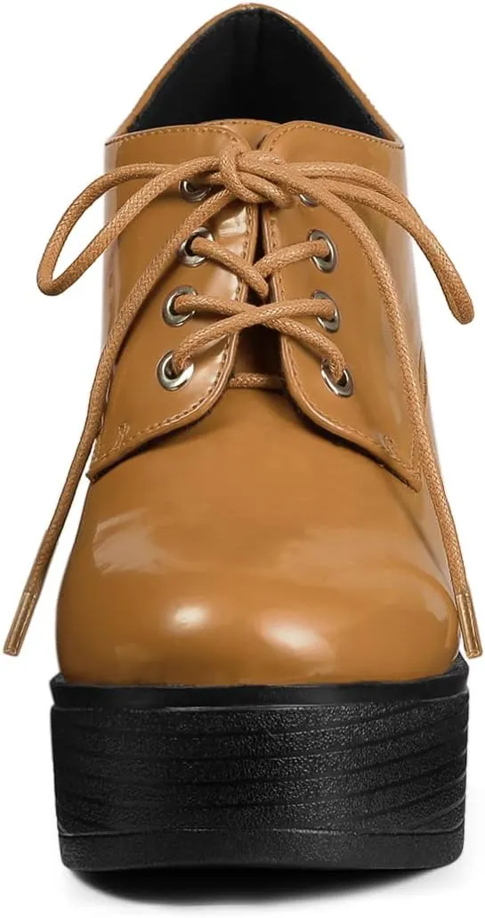 Allegra K Women's Platform Lace Up Chunky Heel Ankle Boots