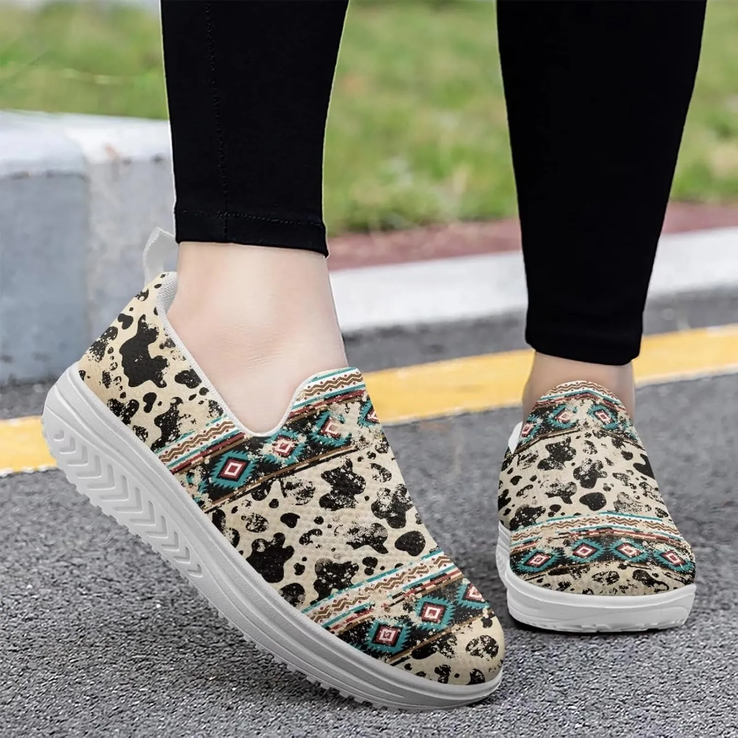 Binienty Womens Walking Sneakers Slip on Platform Loafers Comfy Lightwieght Rocking Shoes Outdoor Footwear