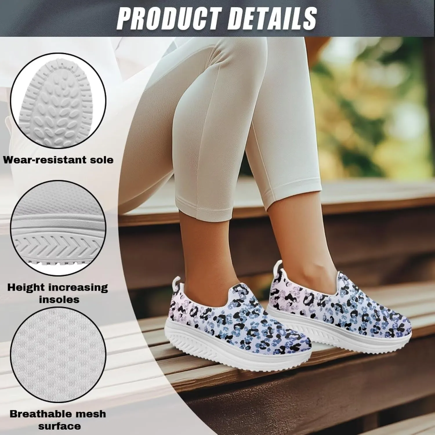 Binienty Womens Walking Sneakers Slip on Platform Loafers Comfy Lightwieght Rocking Shoes Outdoor Footwear