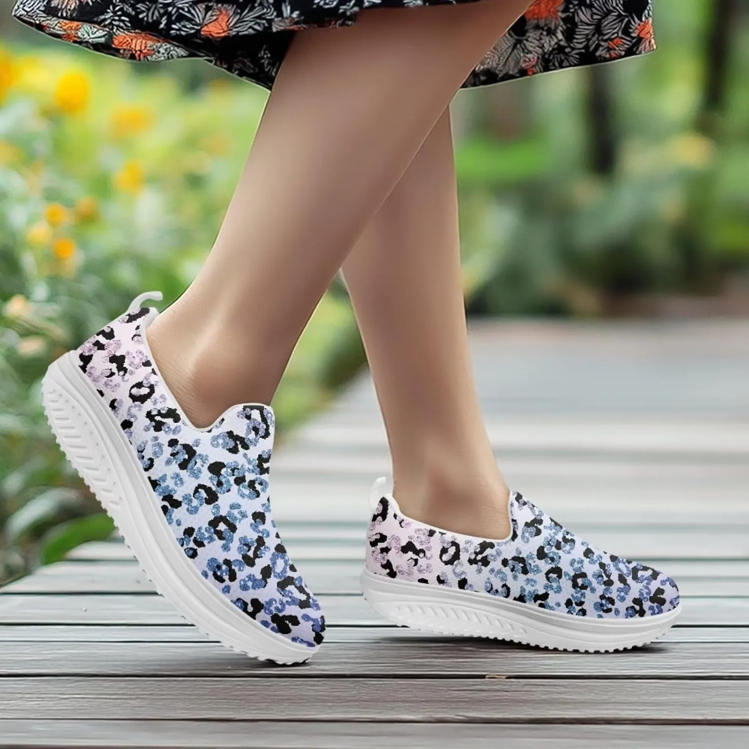 Binienty Womens Walking Sneakers Slip on Platform Loafers Comfy Lightwieght Rocking Shoes Outdoor Footwear