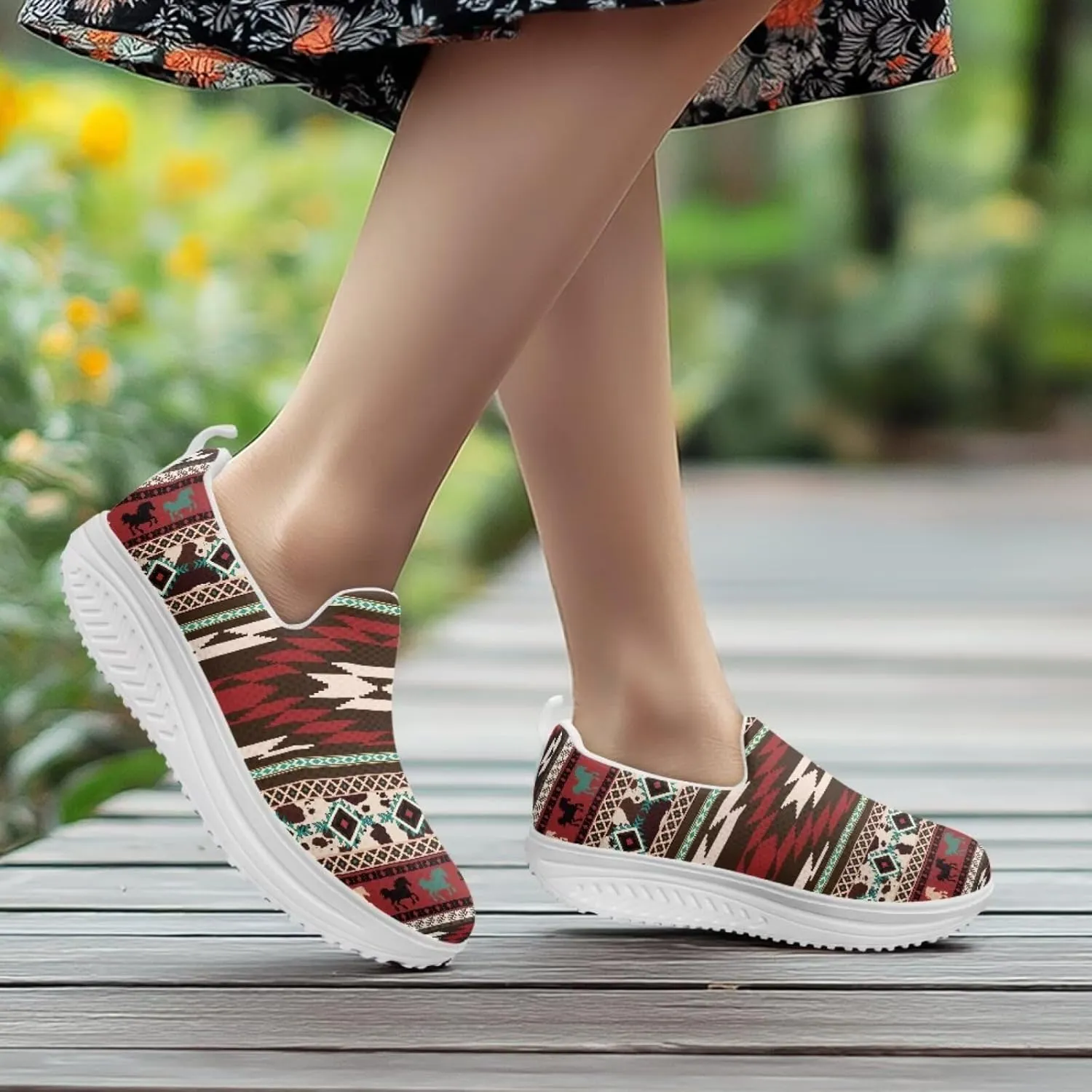 Binienty Womens Walking Sneakers Slip on Platform Loafers Comfy Lightwieght Rocking Shoes Outdoor Footwear