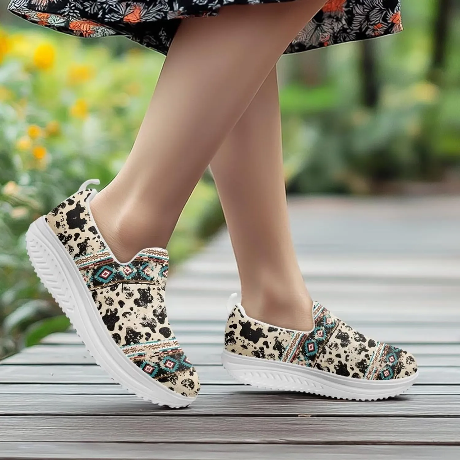 Binienty Womens Walking Sneakers Slip on Platform Loafers Comfy Lightwieght Rocking Shoes Outdoor Footwear