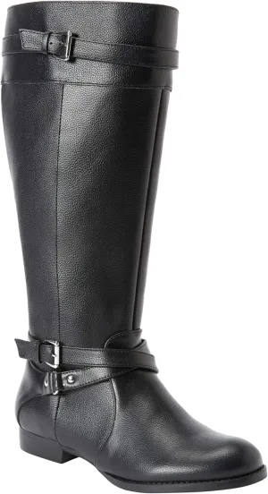 Comfortview Women's Wide Width The Janis Wide Calf Leather Boot