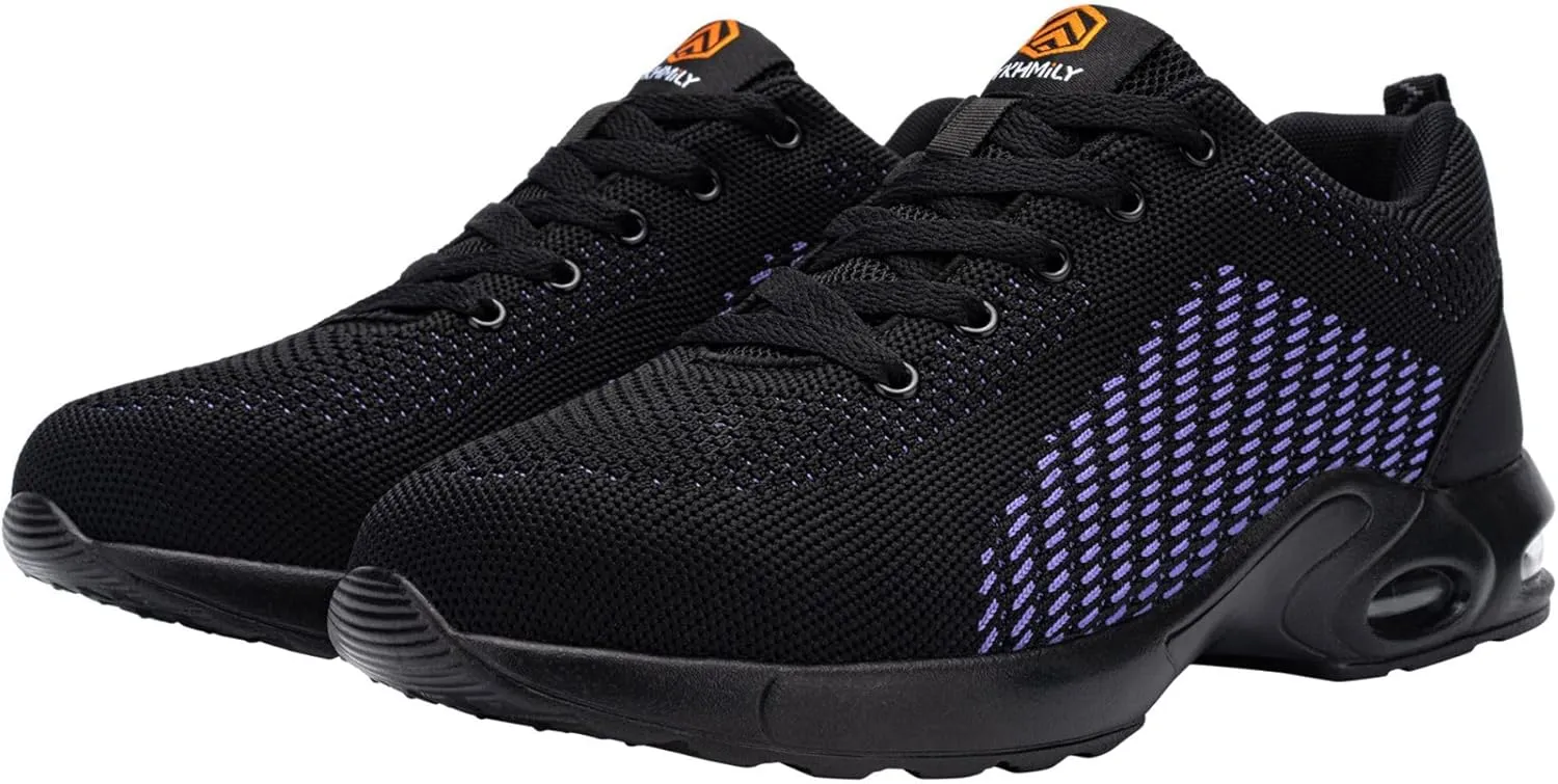 DYKHMILY Steel Toe Shoes for Men Lightweight Work Shoes Comfortable Safety Shoes Air Cushion Construction Shoes