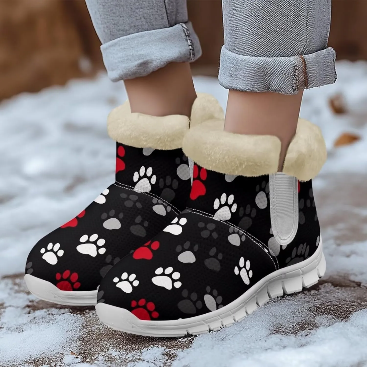 JoyLamoria Green Sea Turtle Winter Snow Boots for Women Anti Slip Warm Boots Fuzzy Fluffy Ankle Booties for Women Teens Cold Weather Walking Sneakers Boots