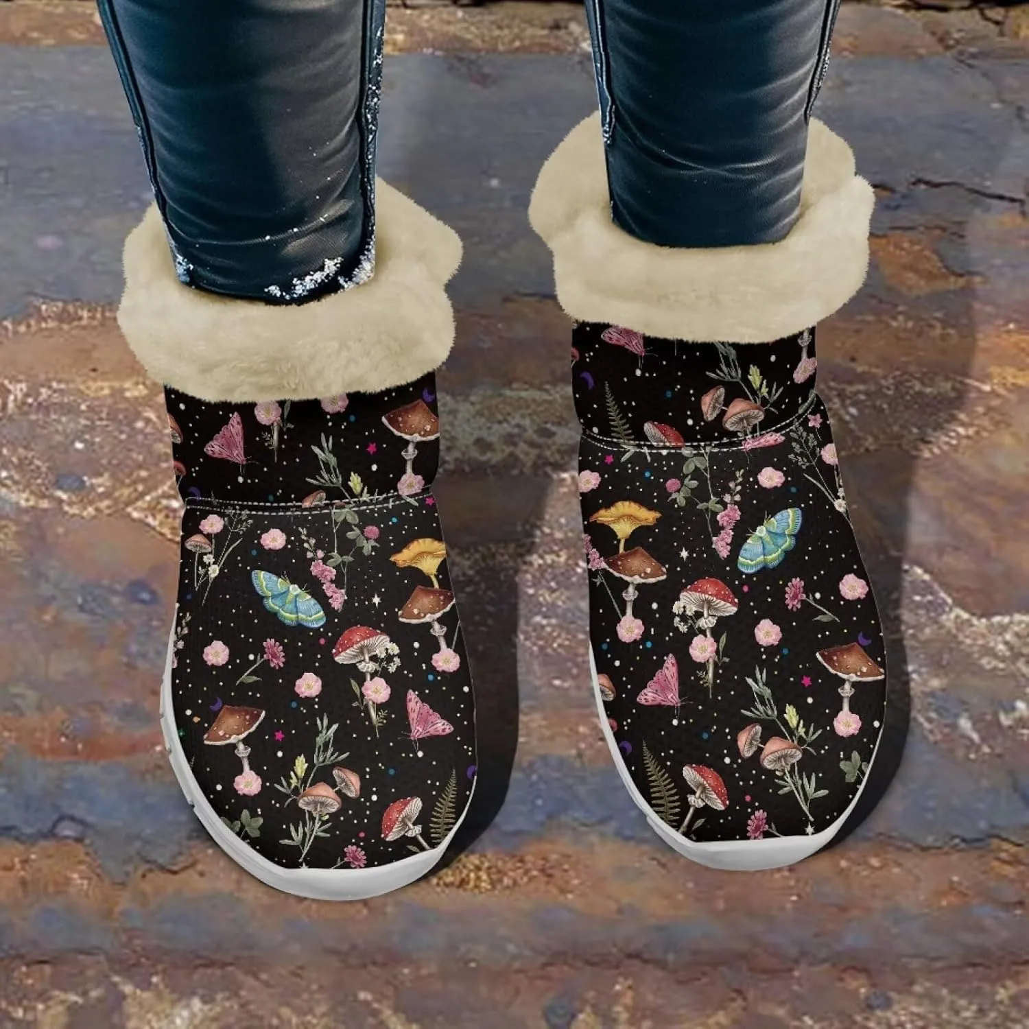 JoyLamoria Green Sea Turtle Winter Snow Boots for Women Anti Slip Warm Boots Fuzzy Fluffy Ankle Booties for Women Teens Cold Weather Walking Sneakers Boots