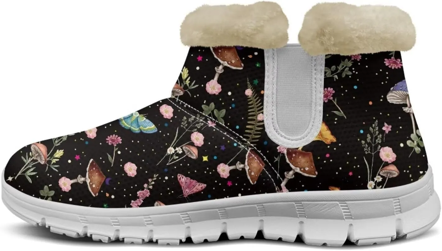JoyLamoria Green Sea Turtle Winter Snow Boots for Women Anti Slip Warm Boots Fuzzy Fluffy Ankle Booties for Women Teens Cold Weather Walking Sneakers Boots