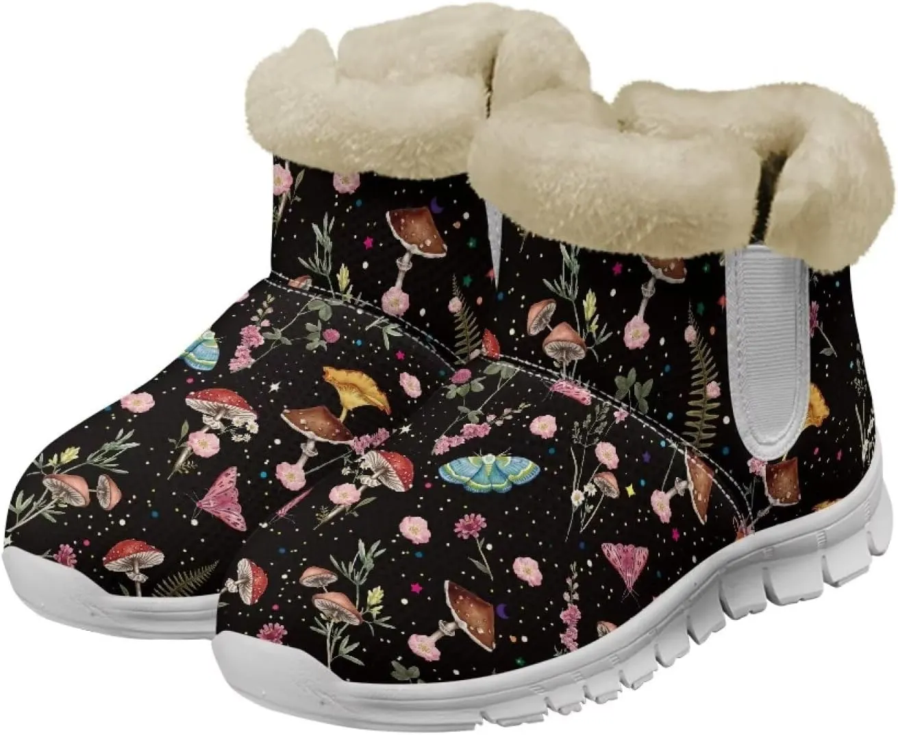 JoyLamoria Green Sea Turtle Winter Snow Boots for Women Anti Slip Warm Boots Fuzzy Fluffy Ankle Booties for Women Teens Cold Weather Walking Sneakers Boots