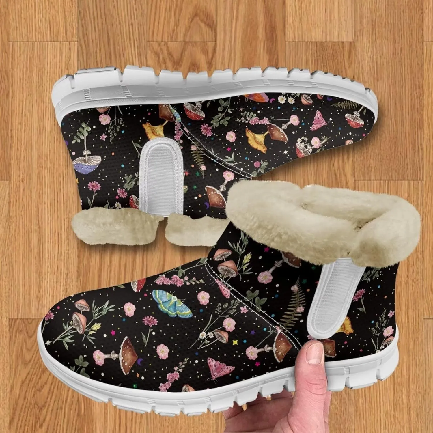 JoyLamoria Green Sea Turtle Winter Snow Boots for Women Anti Slip Warm Boots Fuzzy Fluffy Ankle Booties for Women Teens Cold Weather Walking Sneakers Boots