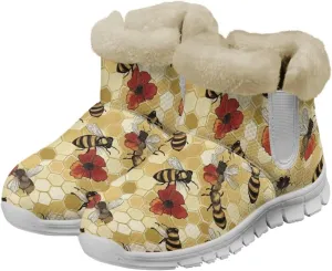 JoyLamoria Green Sea Turtle Winter Snow Boots for Women Anti Slip Warm Boots Fuzzy Fluffy Ankle Booties for Women Teens Cold Weather Walking Sneakers Boots