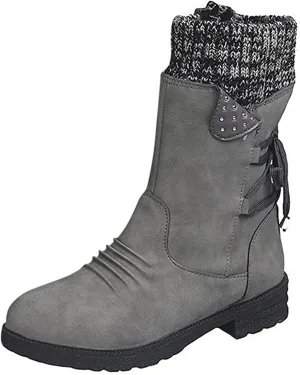 Ladmiple Cowboy Boots For Women Wide Calf Knee High Fashion Western Pointed Toe Chunky Heel Side Zipper Cowgirl Boots
