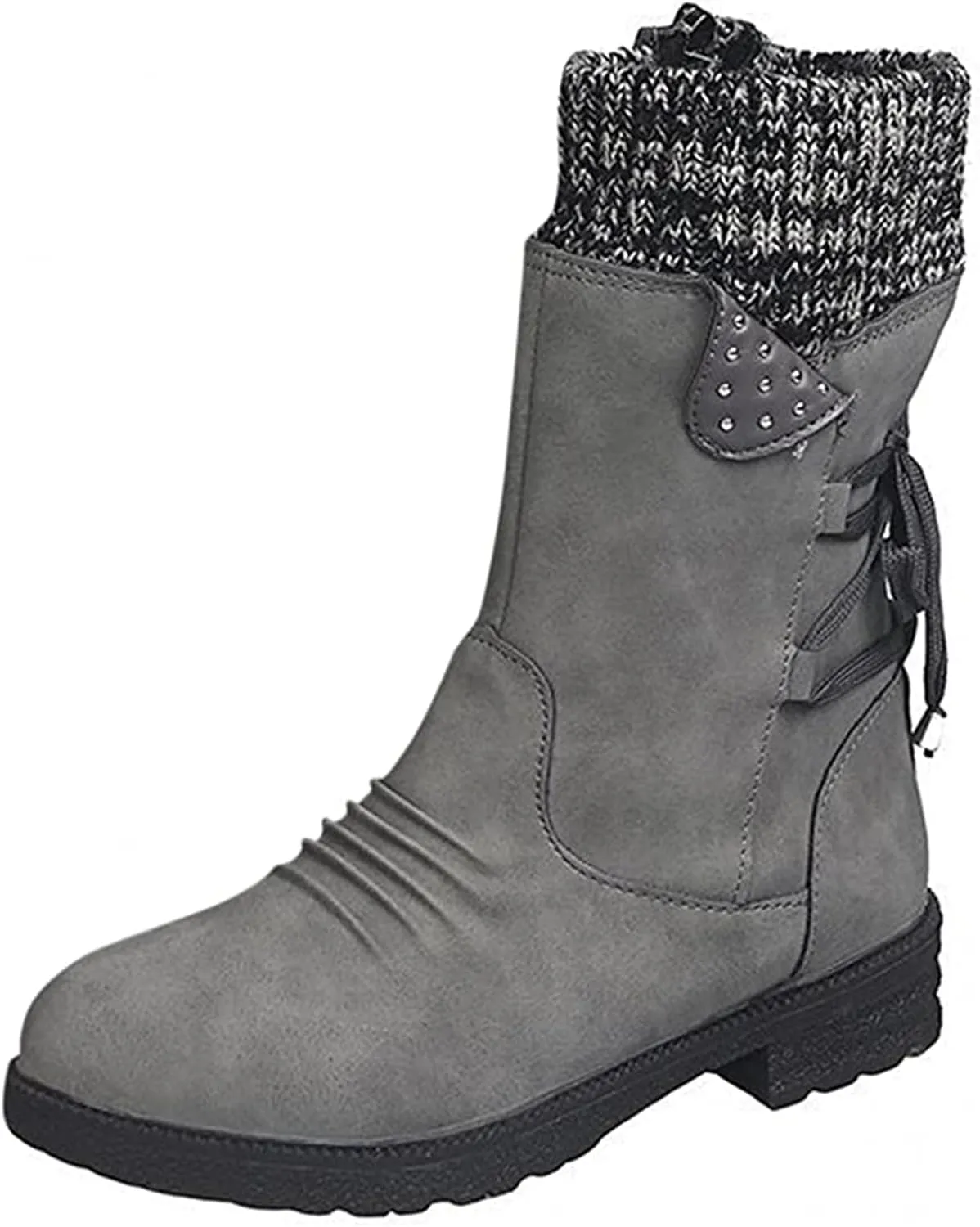 Ladmiple Cowboy Boots For Women Wide Calf Knee High Fashion Western Pointed Toe Chunky Heel Side Zipper Cowgirl Boots
