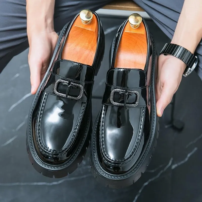 Men's Leather Platform Slip-On Oxfords Business Loafers England Flats Breathable Sport Outdoor Footwear