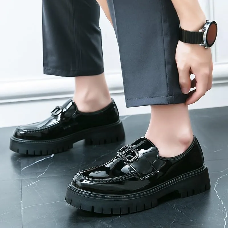 Men's Leather Platform Slip-On Oxfords Business Loafers England Flats Breathable Sport Outdoor Footwear