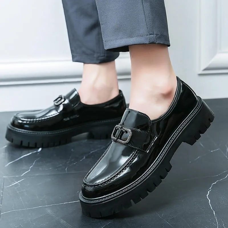 Men's Leather Platform Slip-On Oxfords Business Loafers England Flats Breathable Sport Outdoor Footwear