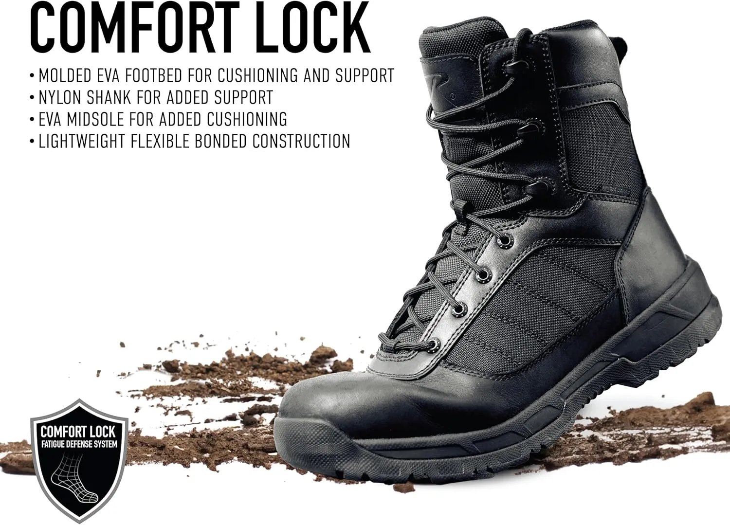 Rothco Guardian Composite Toe Tactical Boots with Side Zipper  8 Inch  Waterproof & Lightweight