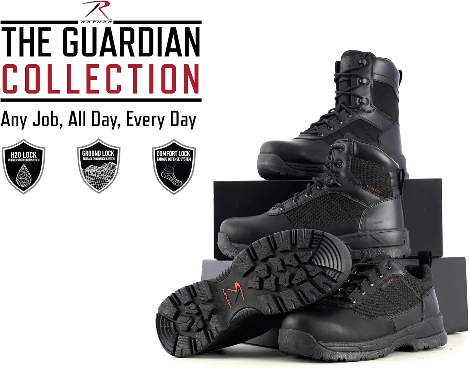 Rothco Guardian Composite Toe Tactical Boots with Side Zipper  8 Inch  Waterproof & Lightweight