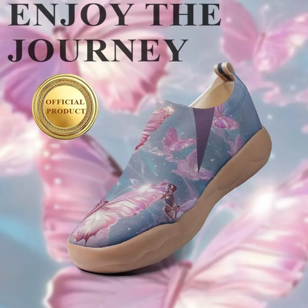 Women's Butterfly Artistic Loafers Slip On Shoes Lightweight Comfortable Casual Travel Footwear